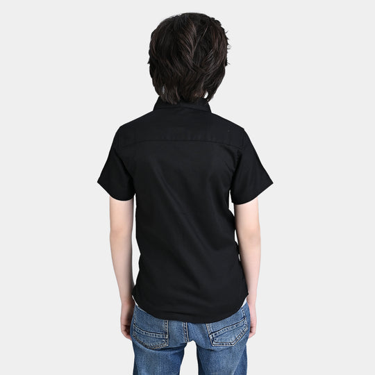 Boys Cotton Casual Shirt H/S New York Downtown-BLACK