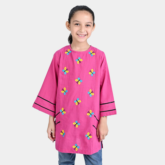 Girls Cotton Slub Emb Kurti Freedom