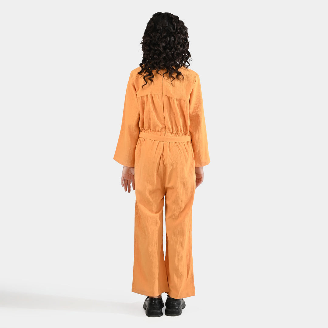 Girls Cotton Jumpsuit Baby Flowers-Mustard