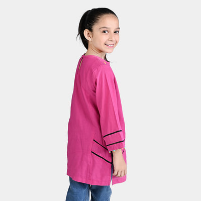 Girls Cotton Slub Emb Kurti Freedom