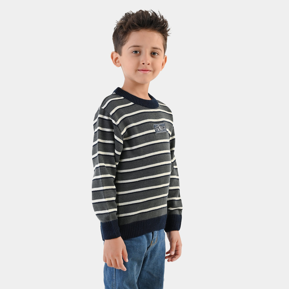 Boys Acrylic Sweater-Epic Fun - Navy.Grey