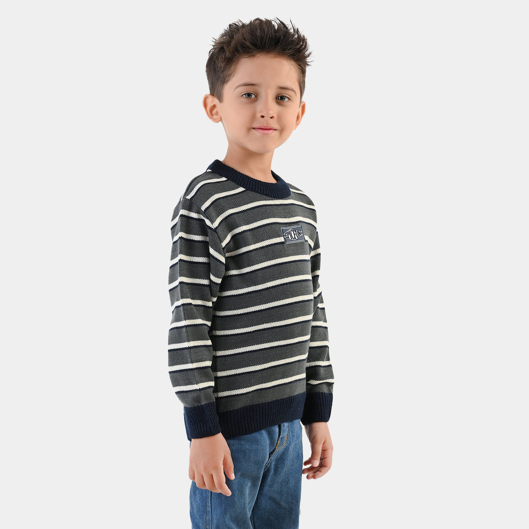 Boys Acrylic Sweater - Epic Fun - Navy & Grey