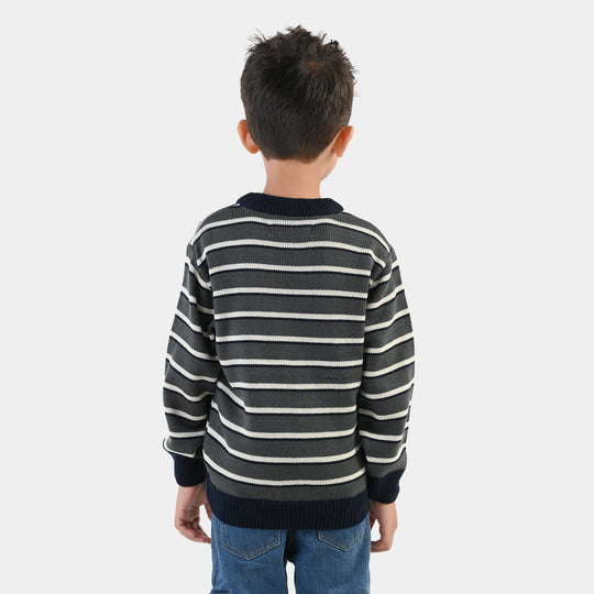 Boys Acrylic Sweater - Epic Fun - Navy & Grey