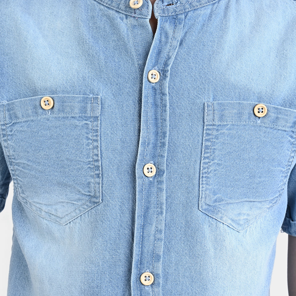 Boys Denim Shirt Pocket Styling-MD.Blue