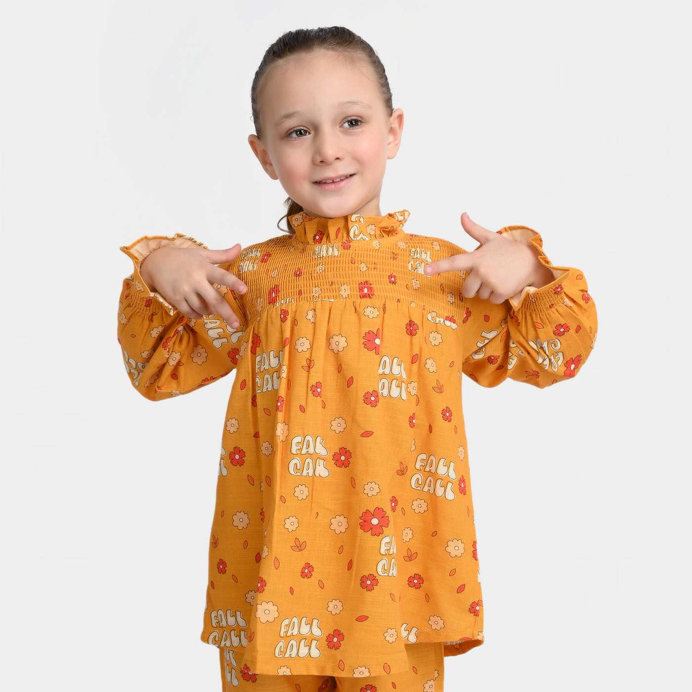 Girls khaddar 2PC Co-ord Set  -Yellow