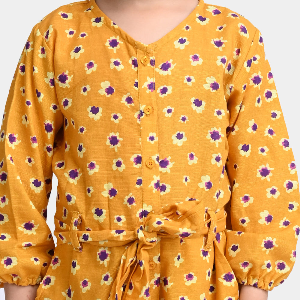 Girls khaddar Jumpsuit -Yellow