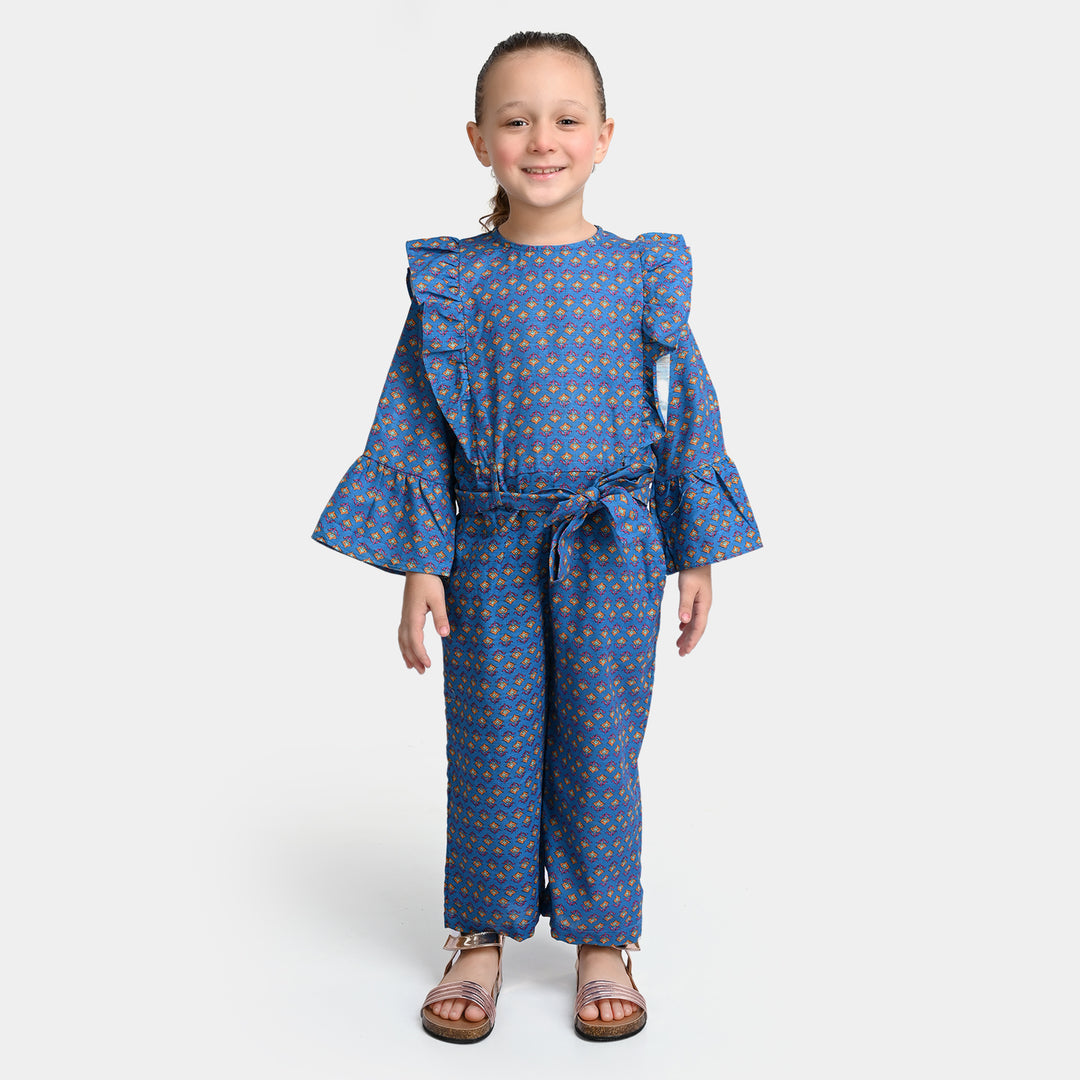 Girls khaddar Jumpsuit -Blue