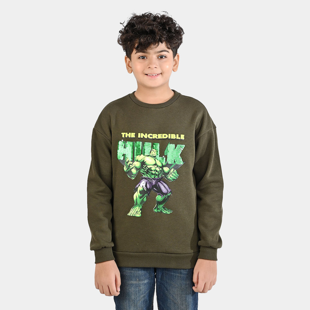 Boys Fleece Sweatshirt Character-Olive
