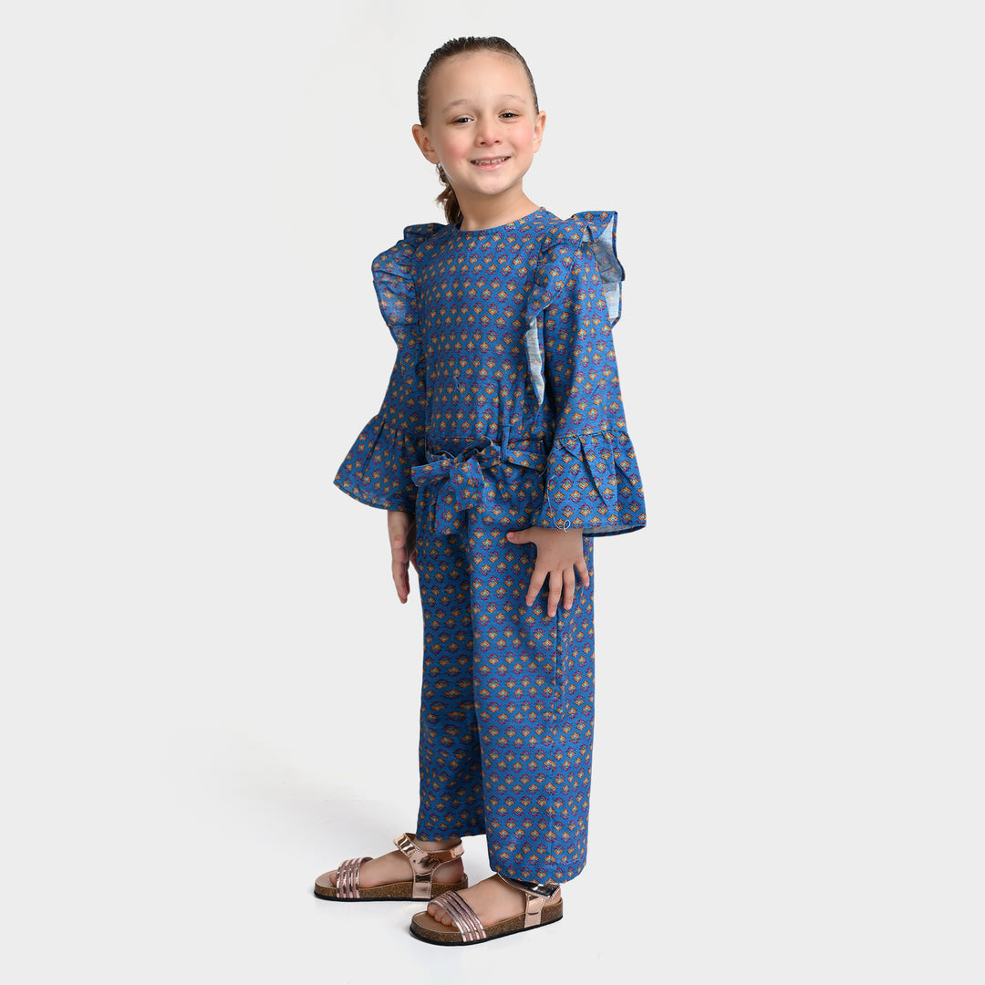 Girls khaddar Jumpsuit -Blue