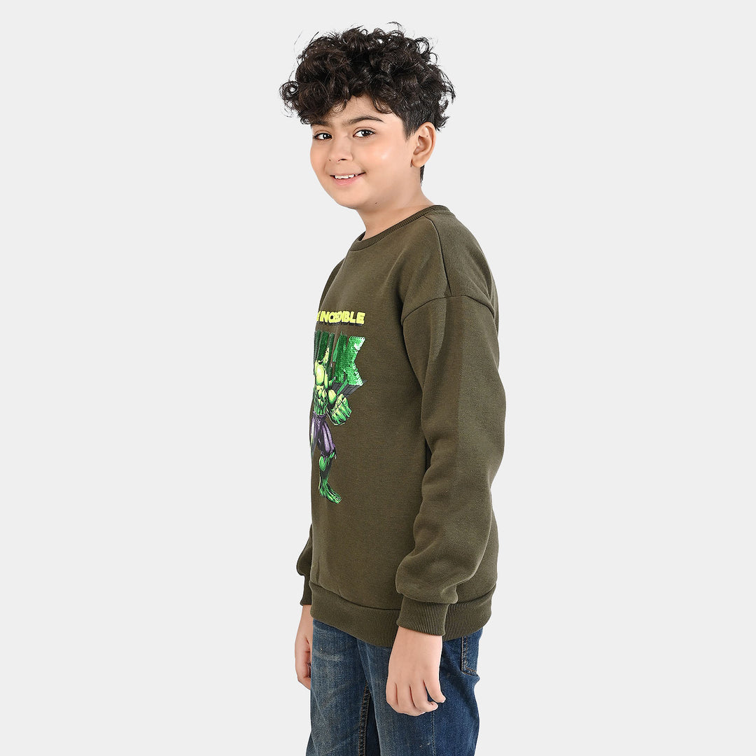 Boys Fleece Sweatshirt Character-Olive