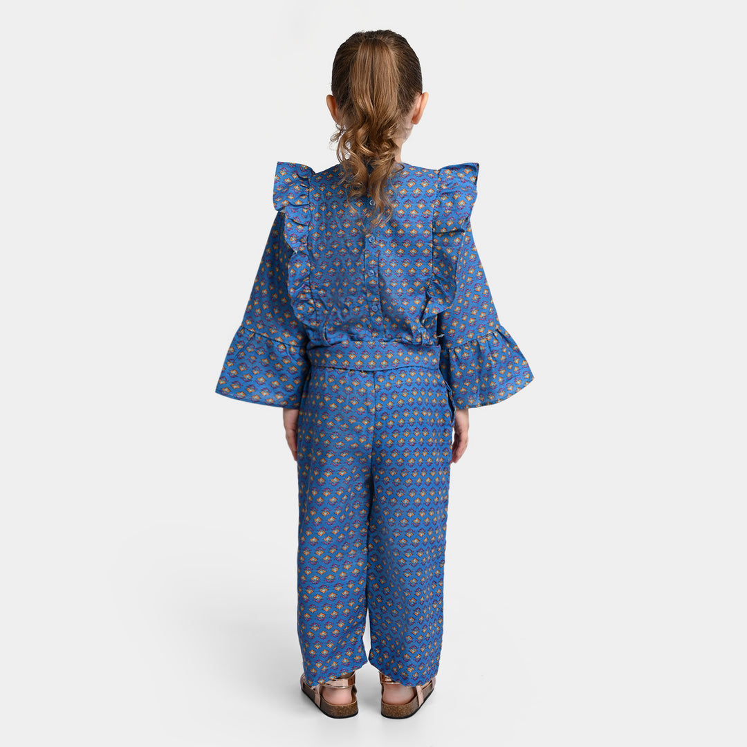 Girls khaddar Jumpsuit -Blue