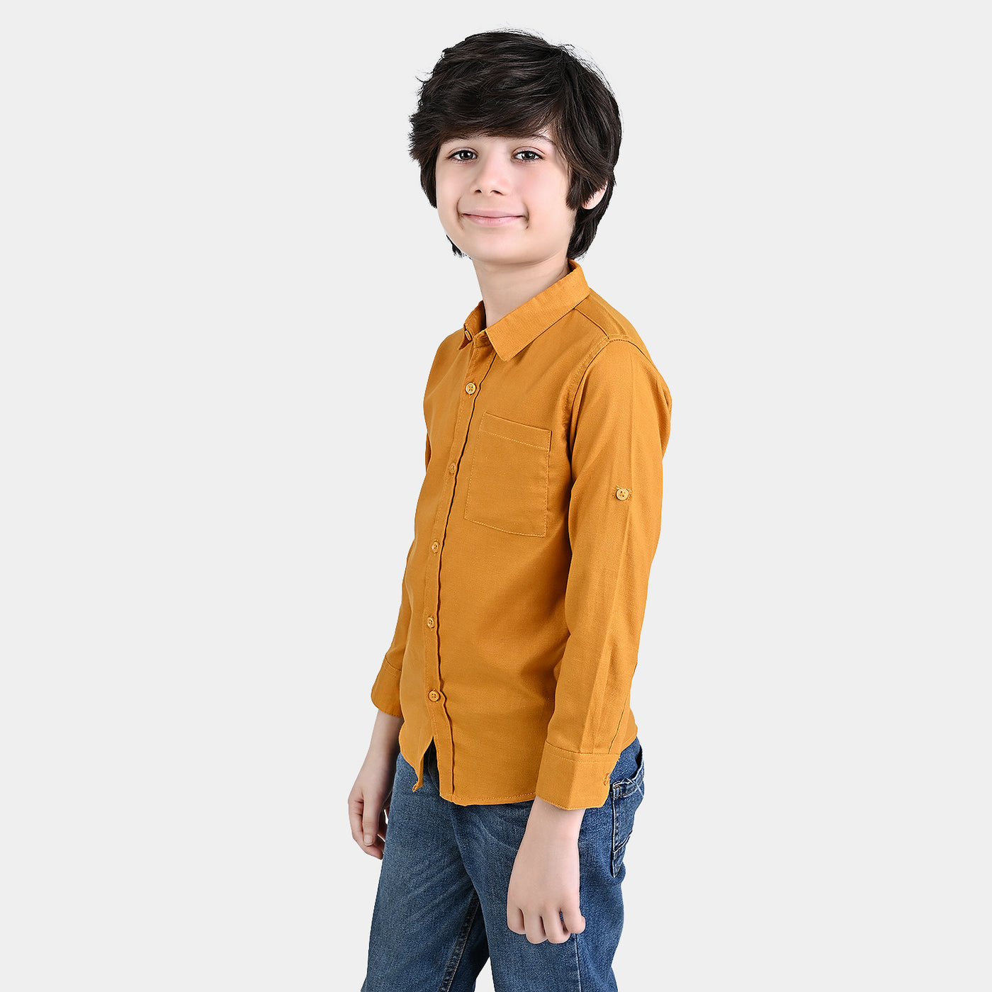 Boys Cotton Casual Shirt F/S Hero-Mustard