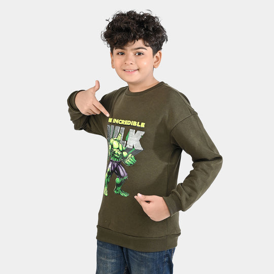 Boys Fleece Sweatshirt Character-Olive
