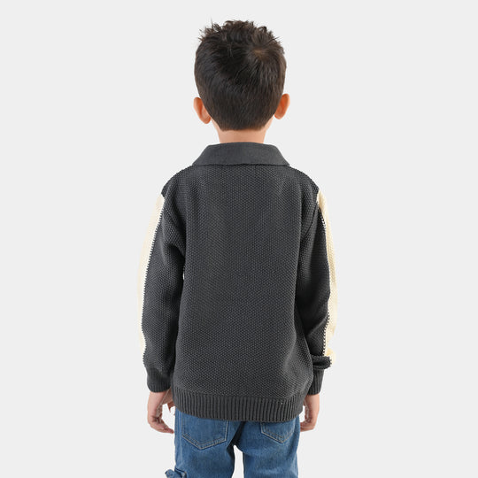 Boys Acrylic Sweater-New York-D.Grey.Off.White