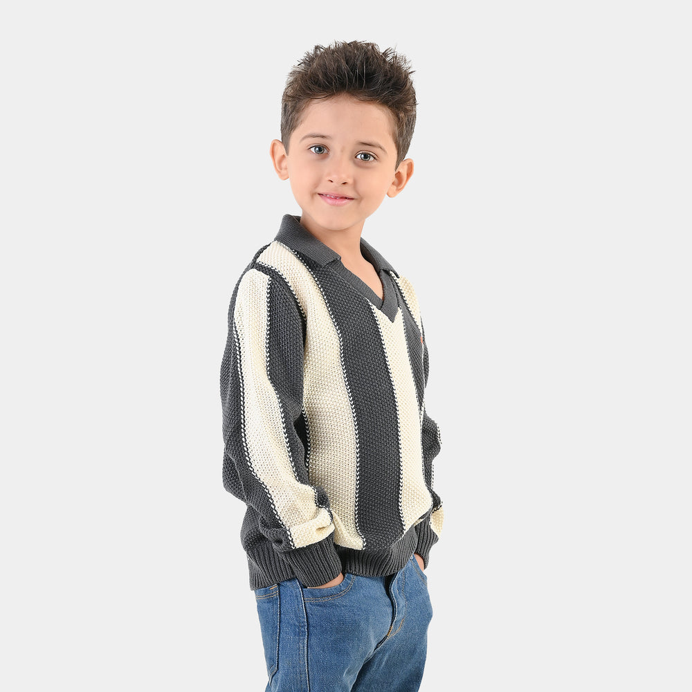 Boys Acrylic Sweater-New York-D.Grey.Off.White