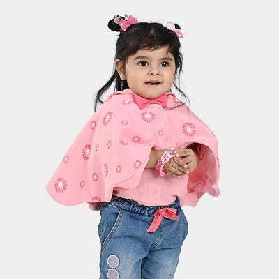 Infant Girls Fleece Knitted Jacket Flowers-Candy.Pink