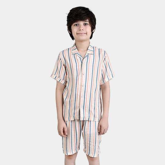 Boys Viscose Woven Suit Multi Stripe