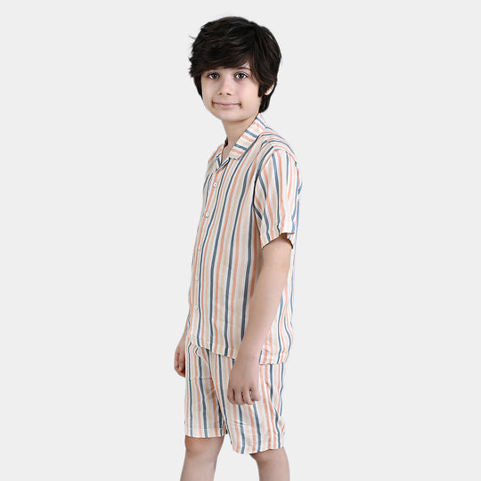 Boys Viscose Woven Suit Multi Stripe