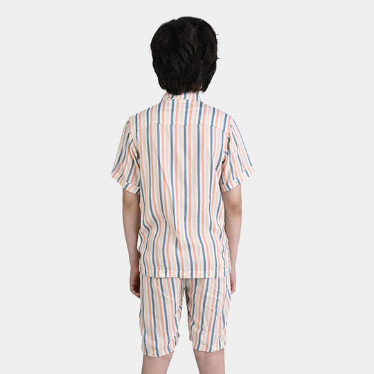 Boys Viscose Woven Suit Multi Stripe