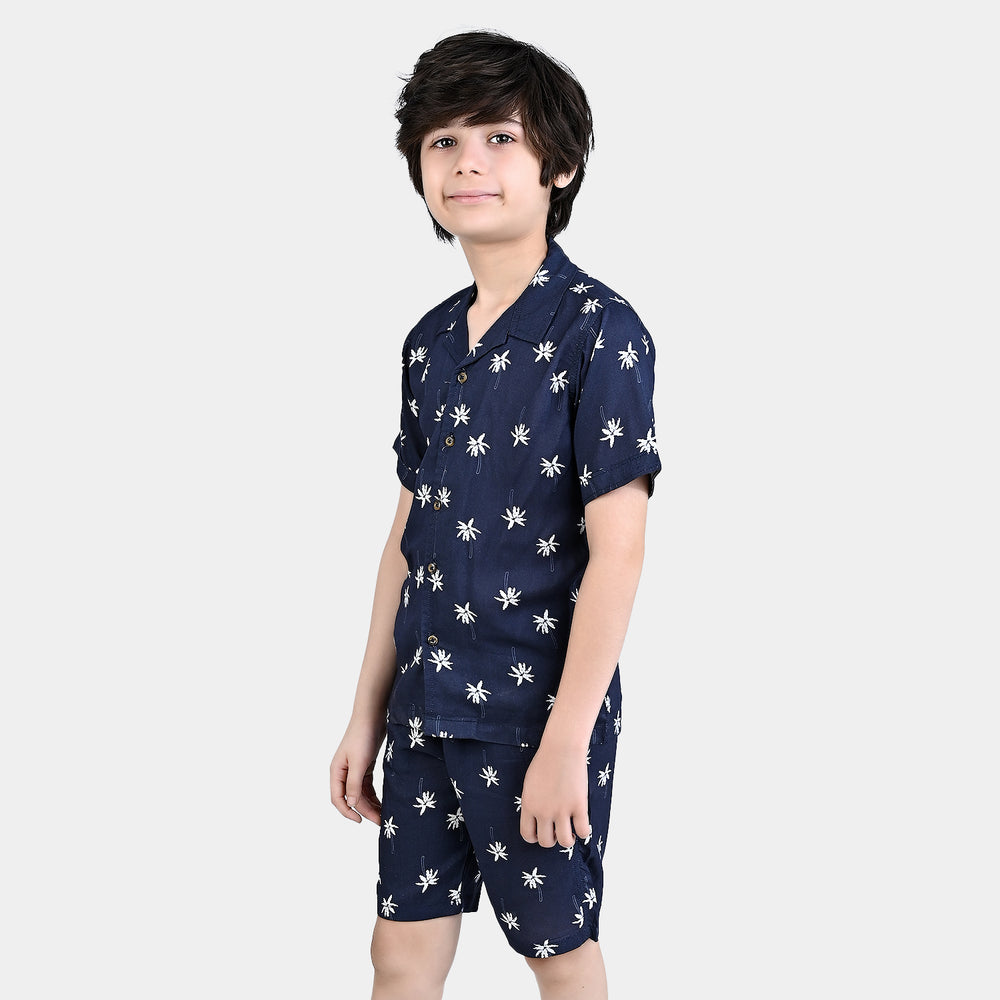 Boys Viscose Woven Suit Palm Trees