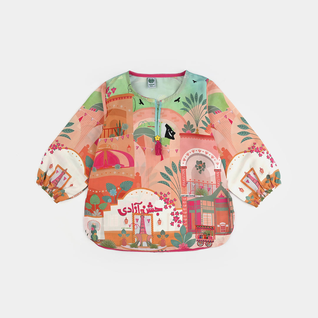 Girls Poly Net Casual Top Azadi Story Ind-Multi