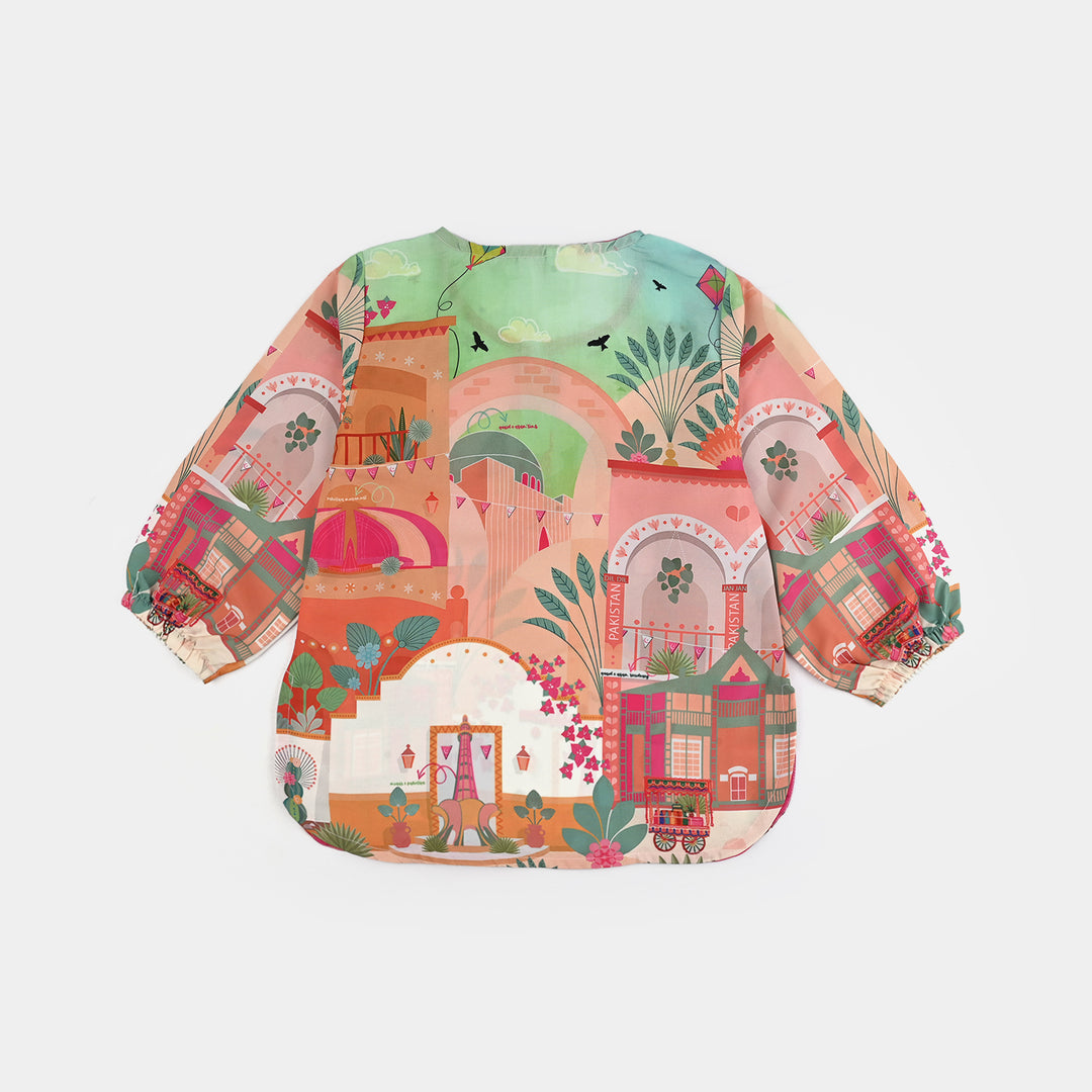Girls Poly Net Casual Top Azadi Story Ind-Multi