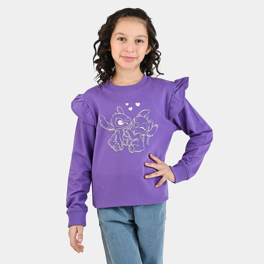 Girls Jersey/Terry Sweatshirt Stitch-Purple