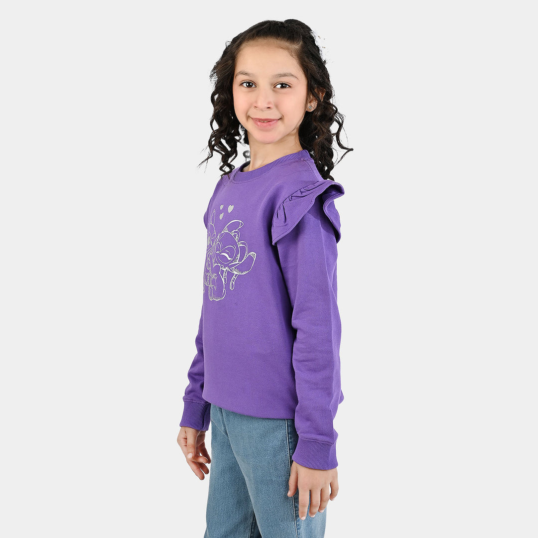 Girls Jersey/Terry Sweatshirt Stitch-Purple