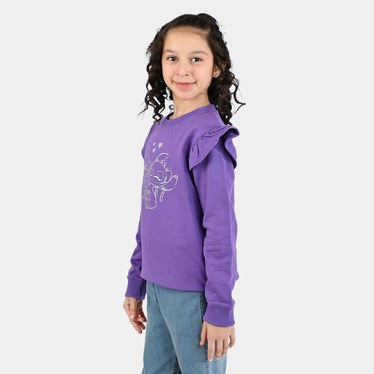 Girls Jersey/Terry Sweatshirt Stitch-Purple