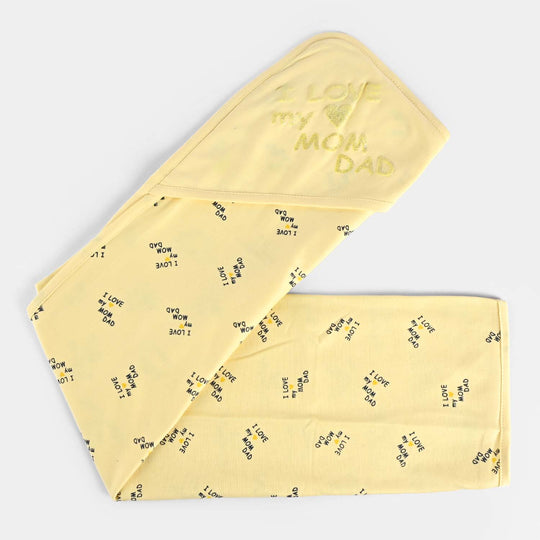 Baby Wrapping Sheet I Love Mom Dad | Yellow