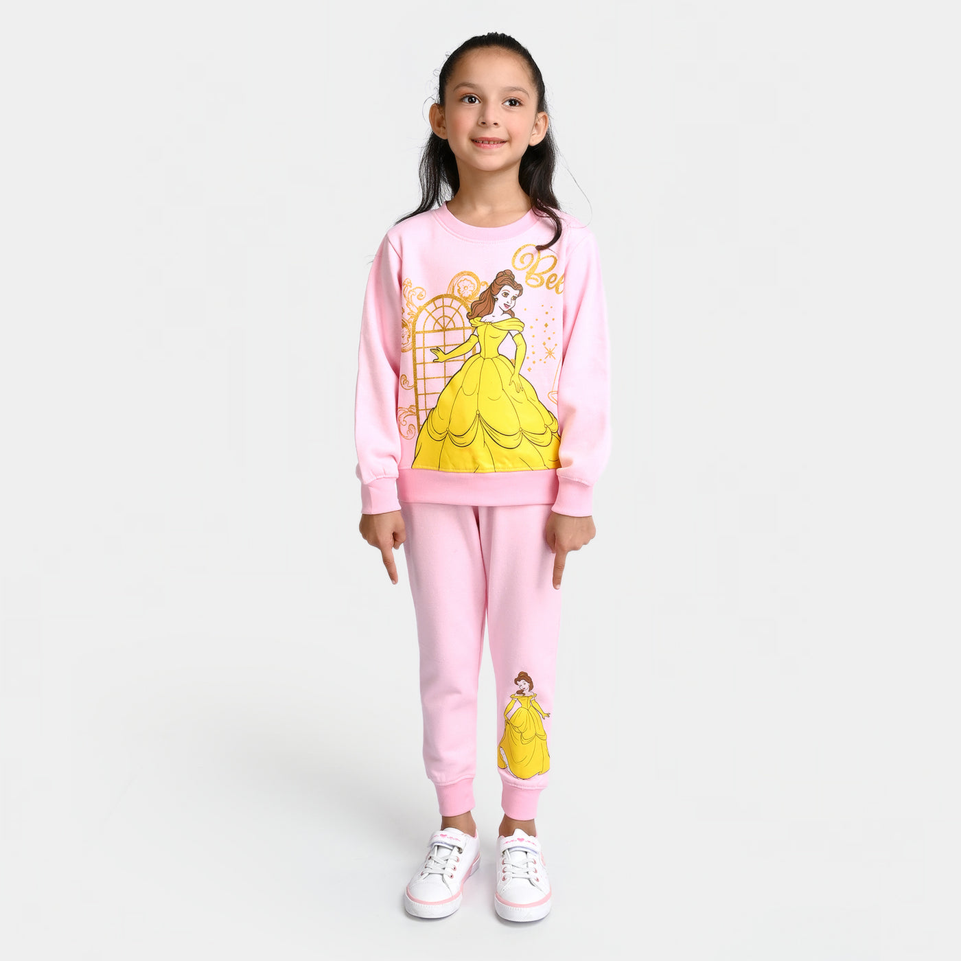 Girls Fleece 2 Piece Suit Smiley-Hot Pink