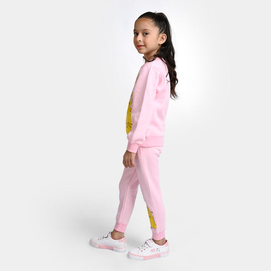 Girls Fleece 2 Piece Suit Smiley-Hot Pink