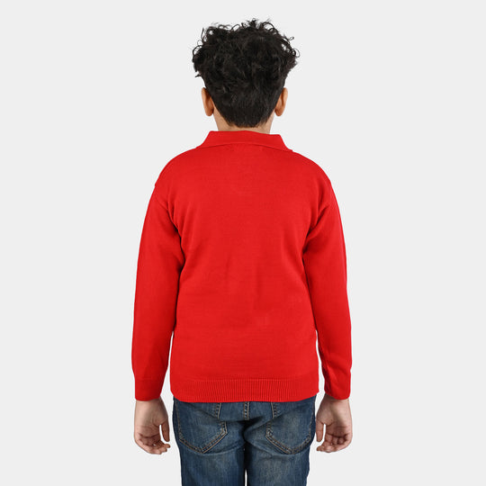 Boys Acrylic Sweater-Champ - RED