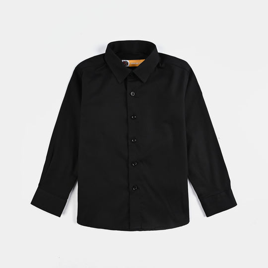 Boys Cotton Poplin Formal Shirt - BLACK