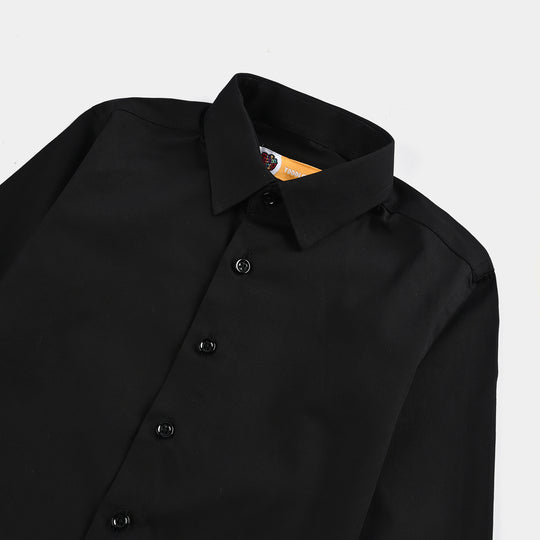 Boys Cotton Poplin Formal Shirt - BLACK