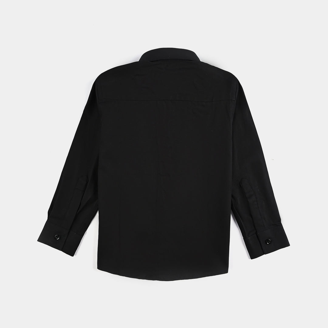 Boys Cotton Poplin Formal Shirt - BLACK