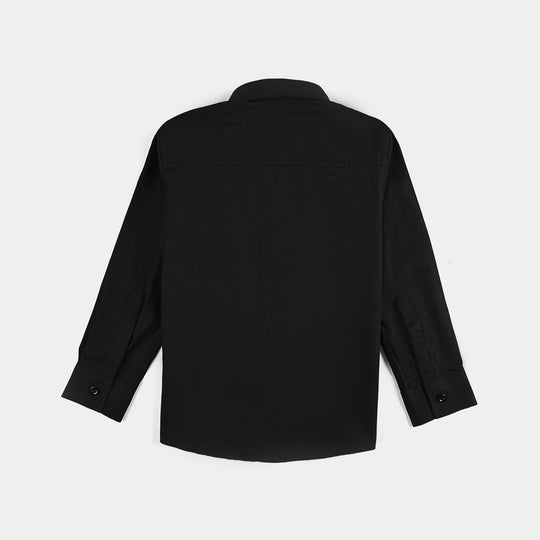 Boys Cotton Poplin Formal Shirt - BLACK
