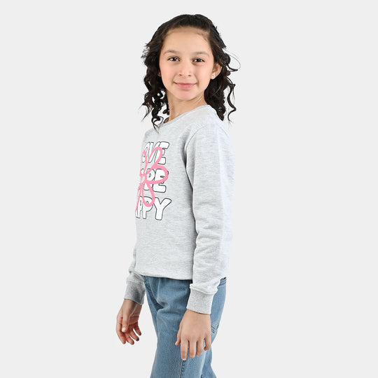 Girls Fleece Sweatshirt LOVE TO BE HAPPY-GREY