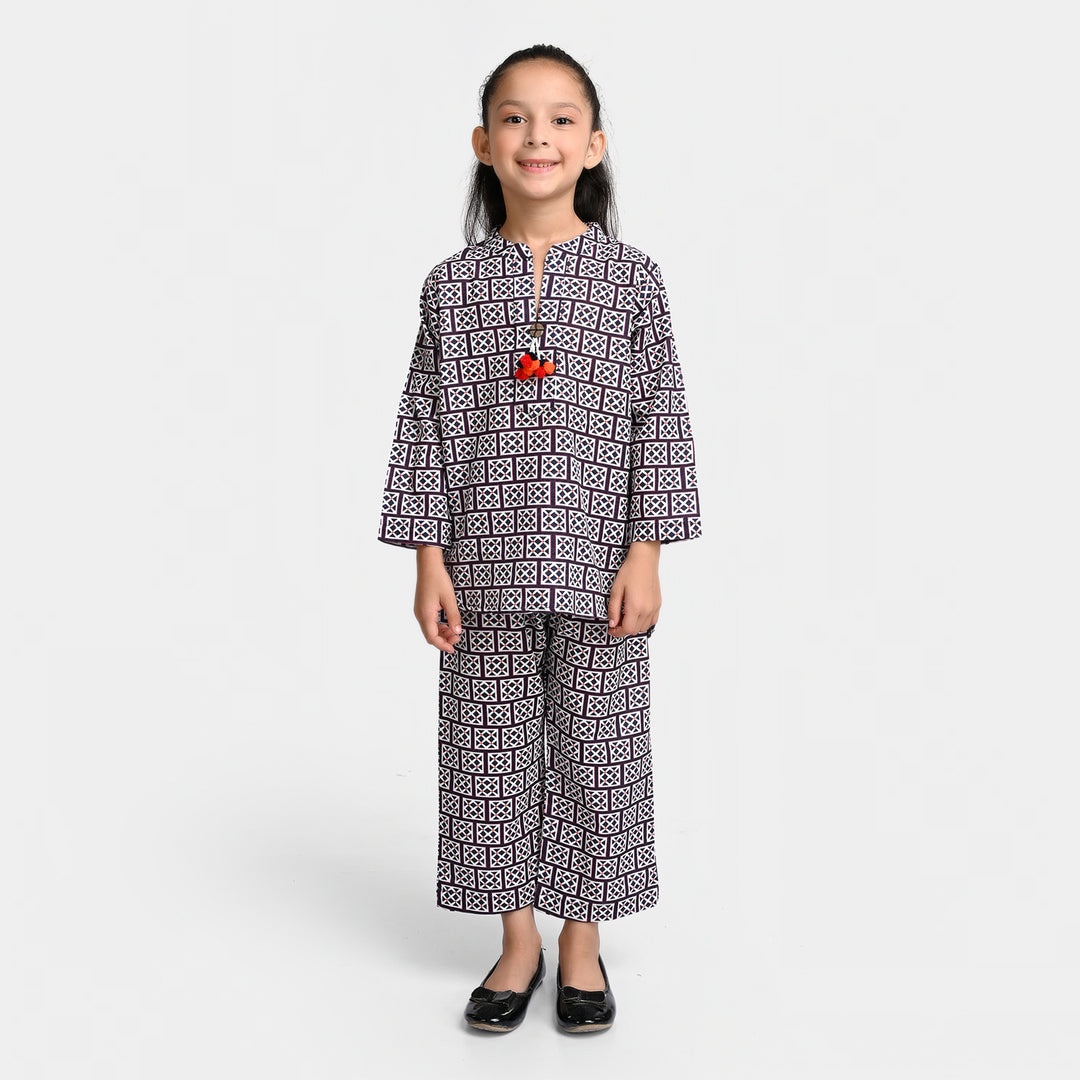 Girls khaddar 2PC Co-ord Set -White