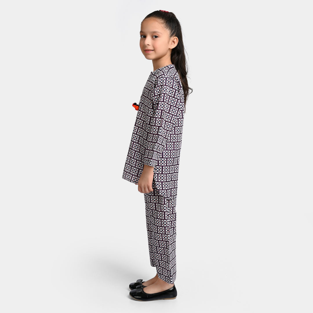 Girls khaddar 2PC Co-ord Set -White