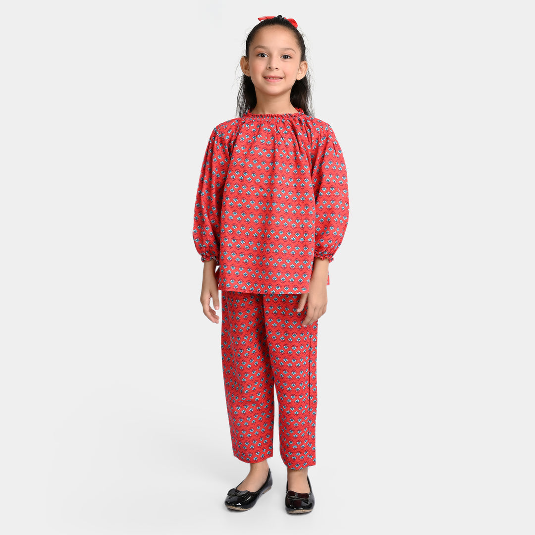 Girls khaddar 2PC Co-ord Set -Red