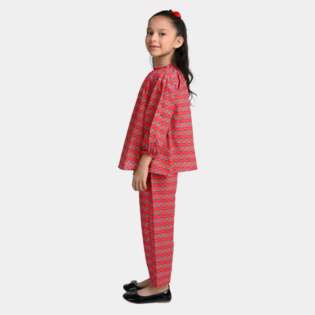 Girls khaddar 2PC Co-ord Set -Red