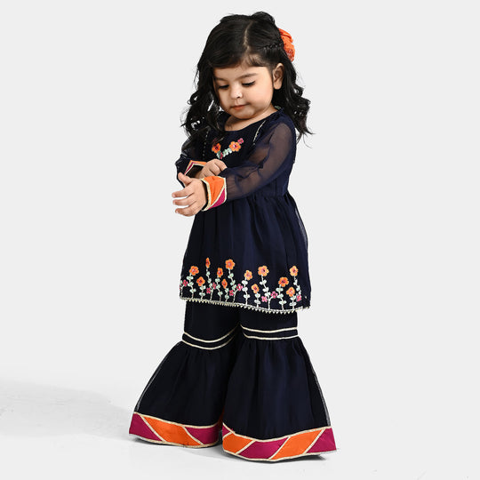 Girls Chiffon 2 Pcs Little Bloom-Navy Blue