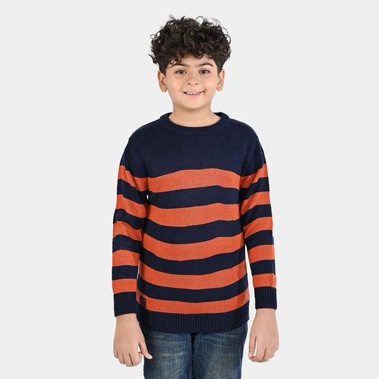 Boys Acrylic Sweater-Marmalade-Rust.Navy