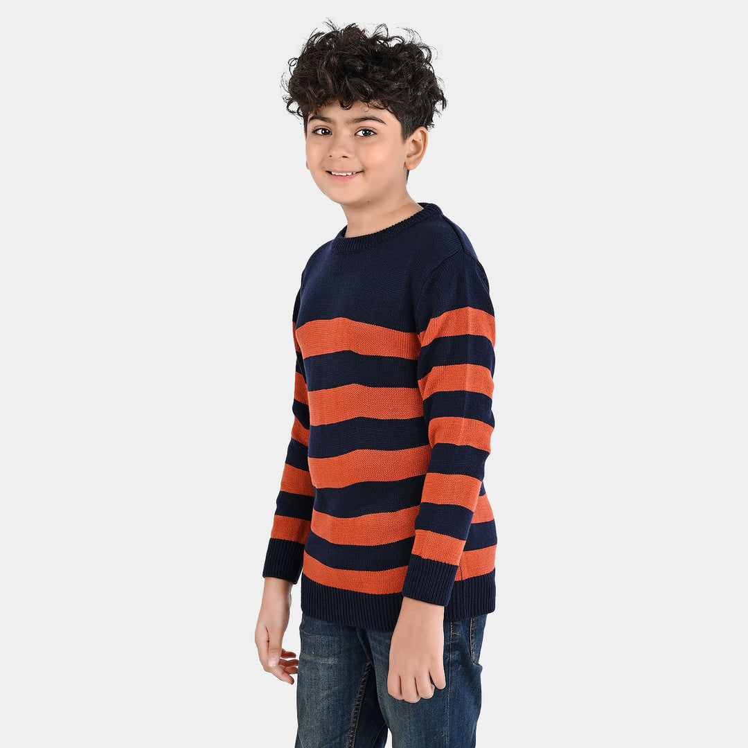 Boys Acrylic Sweater-Marmalade-Rust.Navy