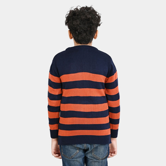 Boys Acrylic Sweater-Marmalade-Rust.Navy