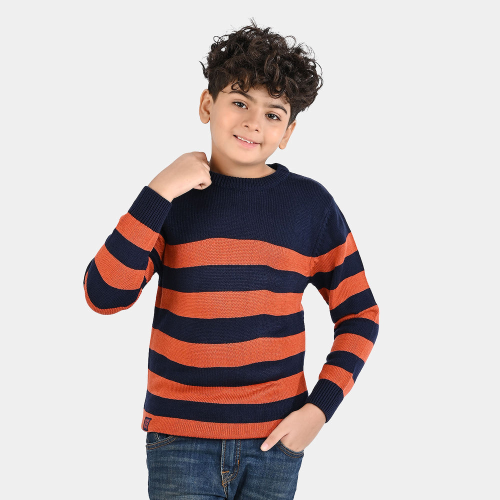 Boys Acrylic Sweater-Marmalade-Rust.Navy