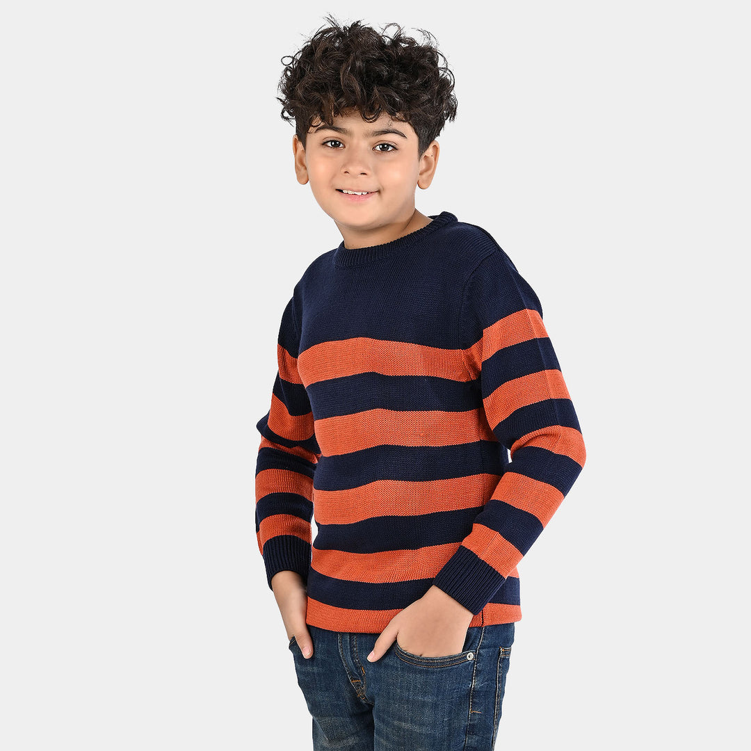 Boys Acrylic Sweater-Marmalade-Rust.Navy