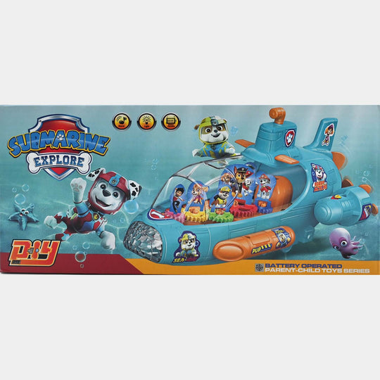 Electric Transparent Gear Submarine Toy for kids