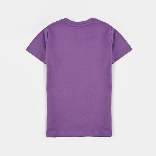 Girls Cotton Jersey T-Shirt Little Humans-PURPLE